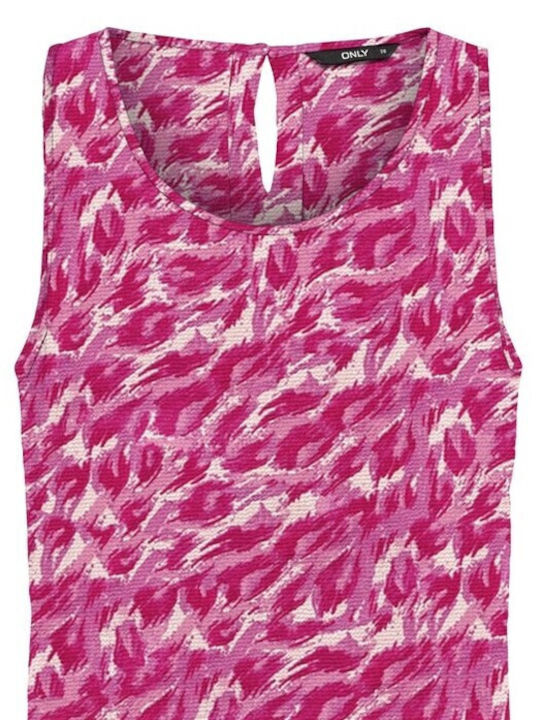 Only Women's Blouse Sleeveless Floral Fuchsia