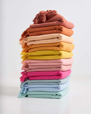 Baumwoll-Strandtuch doppelseitig mit Quasten Klima 8 Farben 90x170cm Lachs