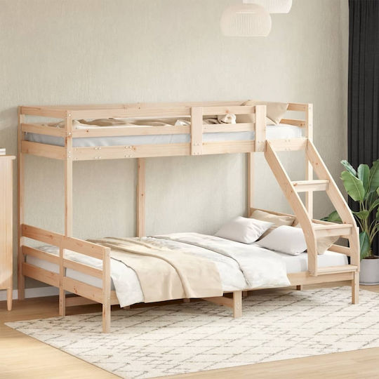 Kids Bed Bunk Semi Double Beige for Mattress 140x200cm