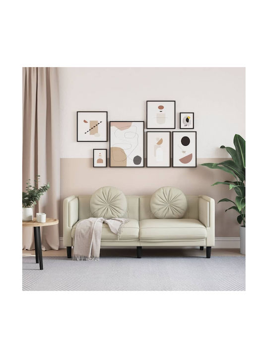Doppelsitzer Samt Sofa Beige mit Dekokissen 173.5x77x70cm