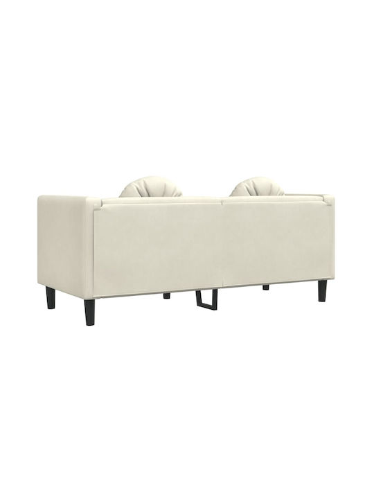 Doppelsitzer Samt Sofa Beige mit Dekokissen 173.5x77x70cm