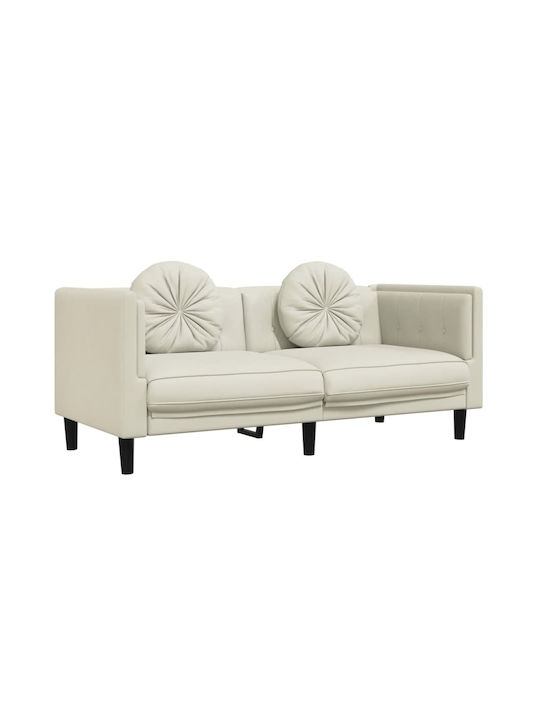 Doppelsitzer Samt Sofa Beige mit Dekokissen 173.5x77x70cm