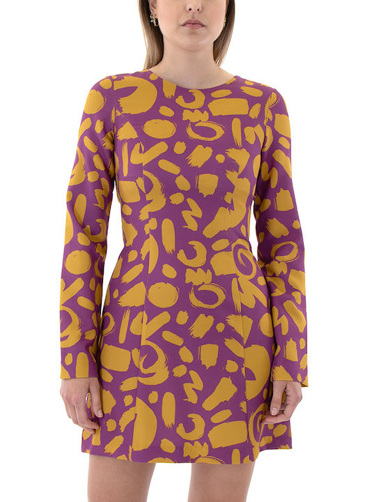 Moutaki Mini Rochie Yellow- Purple