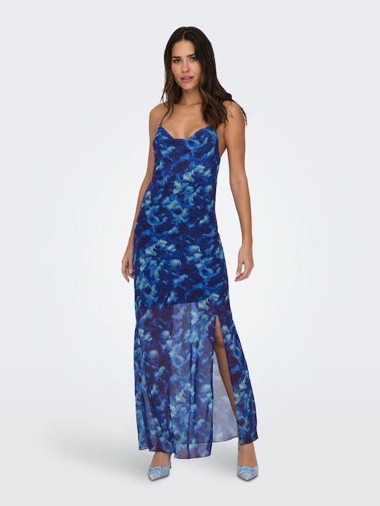 Only Sommer Maxi Kleid mit Schlitz Blue