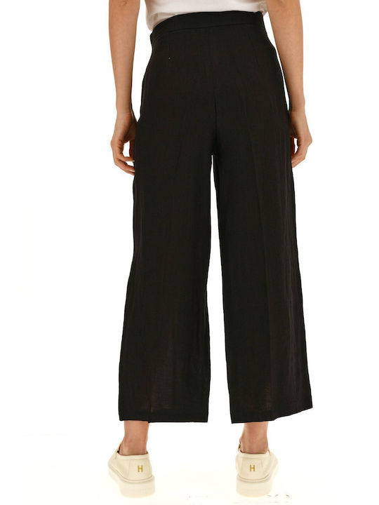 Emme Marella Aia Linen Trousers Black