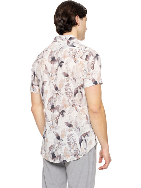 Kurzärmlig Baumwolle Hemd Off White