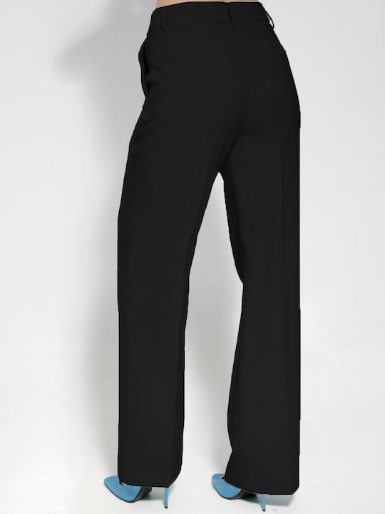 Tresor Damen Hochtailliert Stoff Palazzo-Hose Black