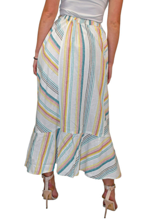 Morena Spain Linen High Waist Maxi Skirt Beige