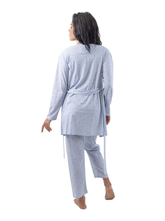 Women's Pyjama-Robe Set Polka Dot Hey Sunday Blue