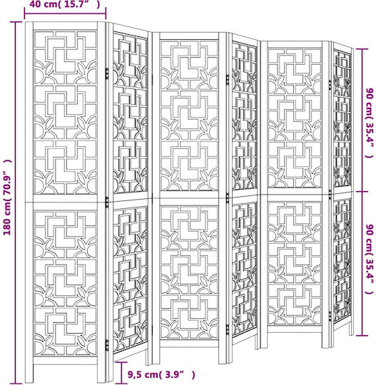 vidaXL Decorativ Paravan Lemn cu 6 Panouri 210x180cm