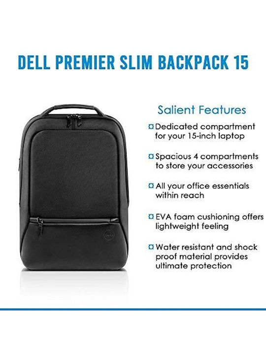 Dell Premier Slim Τσάντα Πλάτης για Laptop 15" σε Μαύρο χρώμα