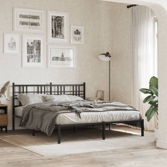 vidaXL Metallisches Kopfteil für Bett Schwarz 166x90cm