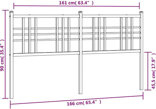 vidaXL Metallisches Kopfteil für Bett Schwarz 166x90cm