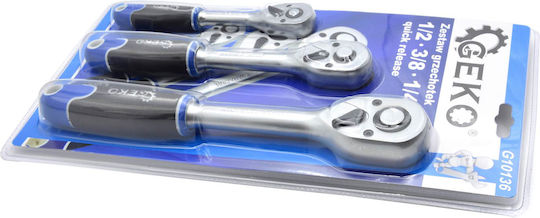 Geko Set de chei tubulare și clichet 1\2" & 3\8" & 1\4"