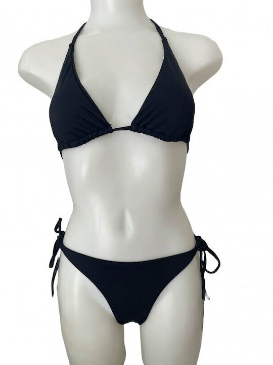 Women's Bikini Set Modern Ocean 992-12 Tied Brazil Slip Black