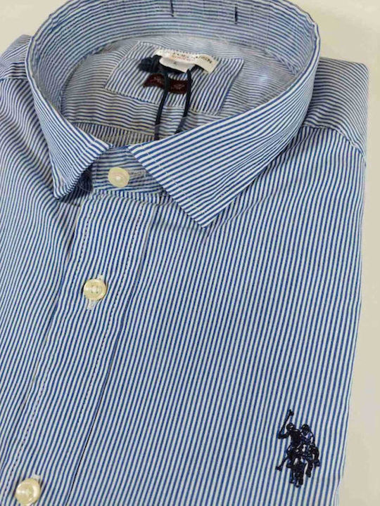 Cămașă slim fit cu dungi pentru bărbați U.S Polo Assn 67761-53183 Cale Blue