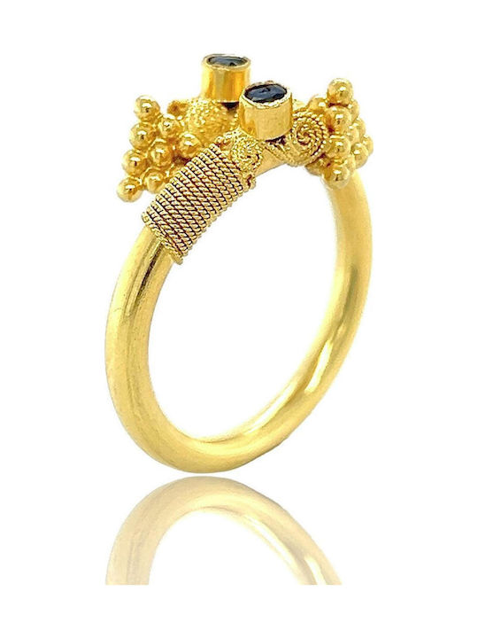 Xryseio Damen Ring mit Steinen aus Gold 18K