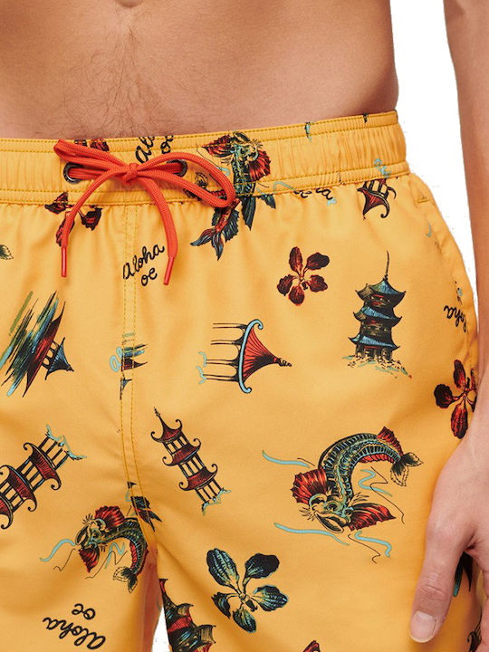 Hawaiian Men's Swimwear Shorts Yellow with Patterns