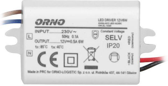 Orno LED-Netzteil IP20 Leistung 6W mit Ausgangsspannung 12V