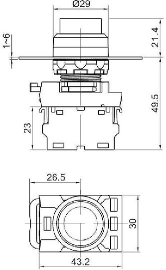 Tracon Electric Μπουτόν Βιομηχανικού Τύπου NYG3-HR
