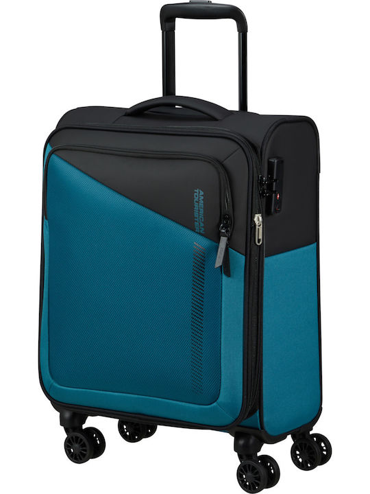 American Tourister Spinner Cabin Travel Suitcase Fabric Black - Blue with 4 Wheels Height 55cm 150910-2642
