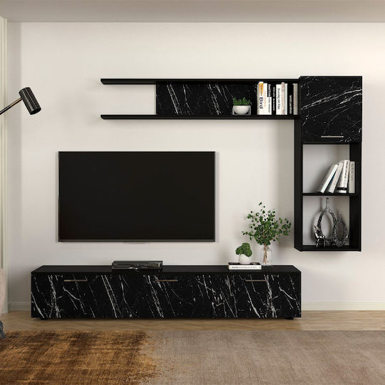 Unitate TV pentru sufragerie Darcy Negru L180xA40xÎ33buc