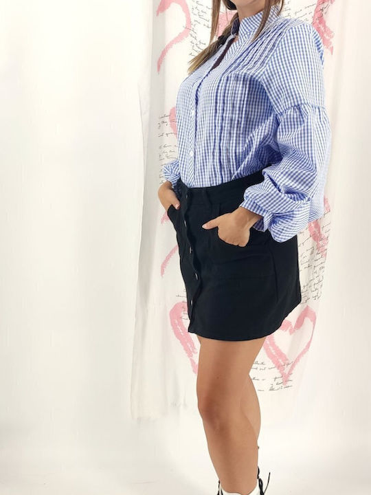 Women's Checked Long Sleeve Shirt Blue