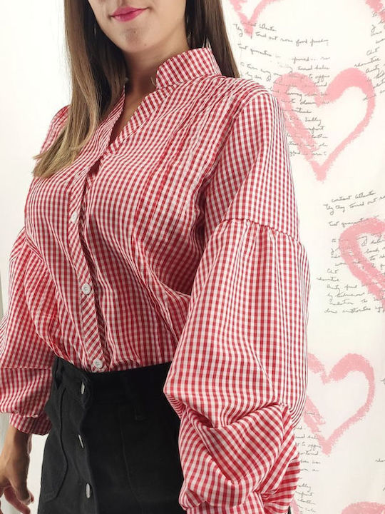 Women's Checked Long Sleeve Shirt Red