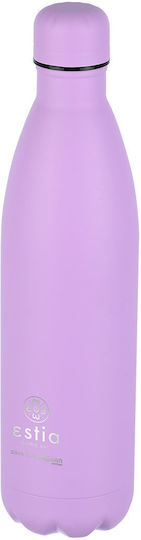 Estia Travel Flask Lite Save the Aegean Recyclable Bottle Thermos Stainless Steel BPA Free 750ml Lavender Purple