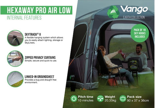 Vango HexAway Pro Σκηνή Camping Αυτοκινήτου Φουσκωτή Γκρι 390x330x240εκ.