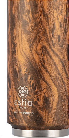 Estia Travel Cup Save the Aegean Recyclable Glass Thermos Stainless Steel / Plastic BPA Free 500ml Sekoya with Straw