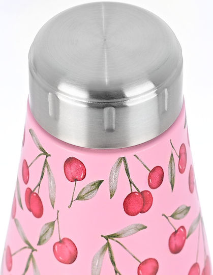 Estia Travel Flask Save the Aegean Recyclable Bottle Thermos Stainless Steel BPA Free 500ml Cherry Rose