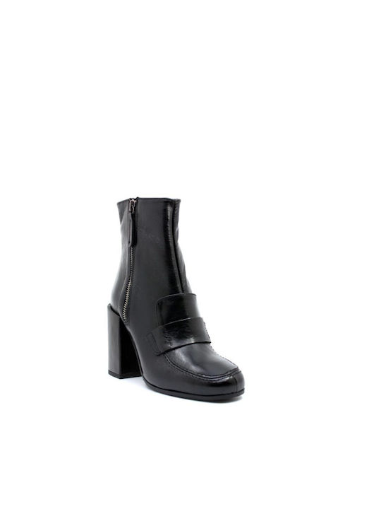 Paola Ferri Leather Women's Ankle Boots with High Heel Black