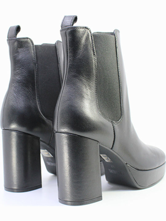 Leder Stiefeletten Damen Schwarz