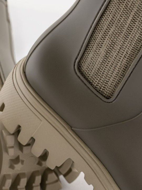 Γυναικεία Μποτάκια με Μεσαίο Τακούνι Χακί