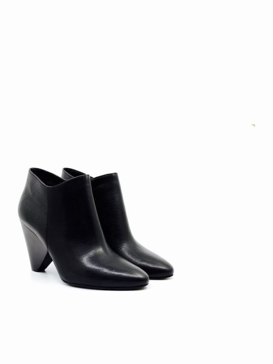 Leather Women's Chelsea Boots with High Heel Black