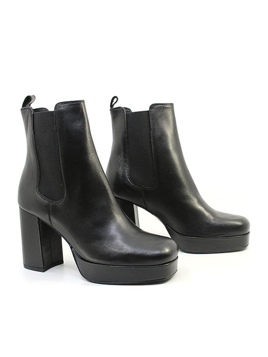 Leder Stiefeletten Damen Schwarz