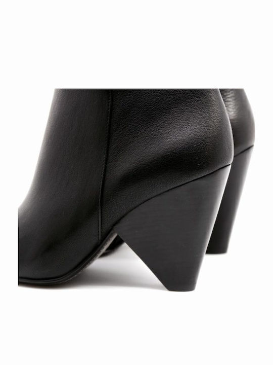 Leather Women's Chelsea Boots with High Heel Black