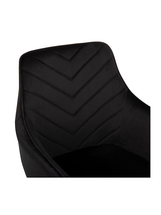 Latrell Dining Room Velvet Armchair Black Velvet-Black Metal 55x57x84cm