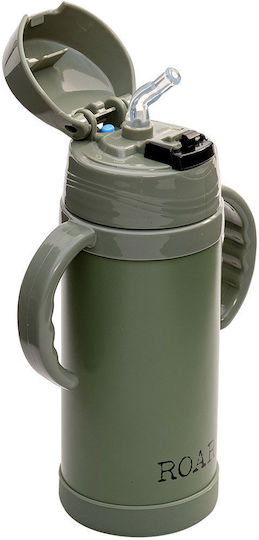 Estia Slogans Kinderflasche Thermos Rostfreier Stahl mit Strohhalm Roar Green 350ml