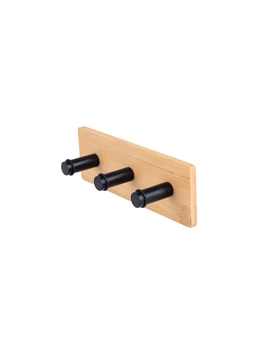 Estia Wooden Wall Hanger with 3 Slots Brown 15x3.8x5cm