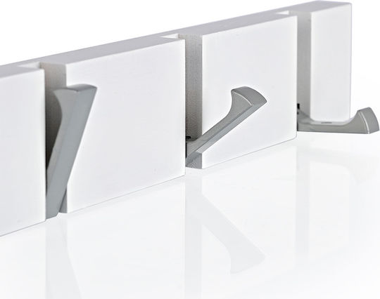 Estia Κρεμάστρα Τοίχου Ξύλινη 6 Θέσεων Λευκή 60x1.8x5.5cm