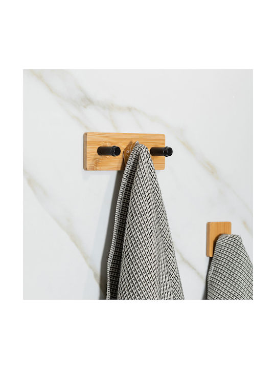Estia Κρεμάστρα Τοίχου Bamboo Essentials Ξύλινη 3 Θέσεων Καφέ 15x3.8x5cm