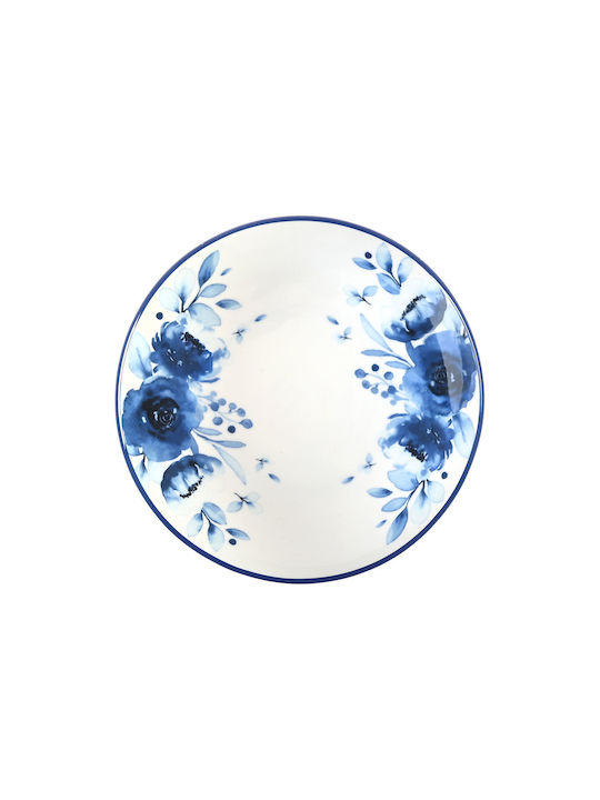 Estia Blue Rose Plate Soup made of Porcelain Blue with Diameter 23cm 6pcs