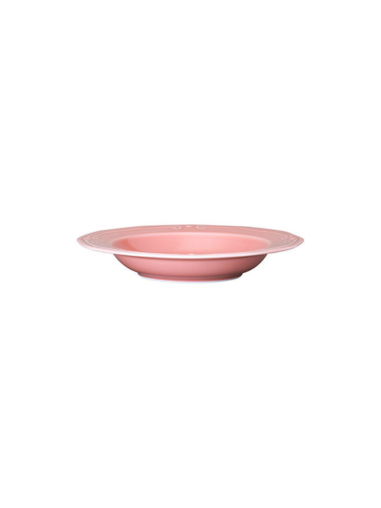 Estia Athénée Plate Shallow made of Porcelain Pink with Diameter 23cm