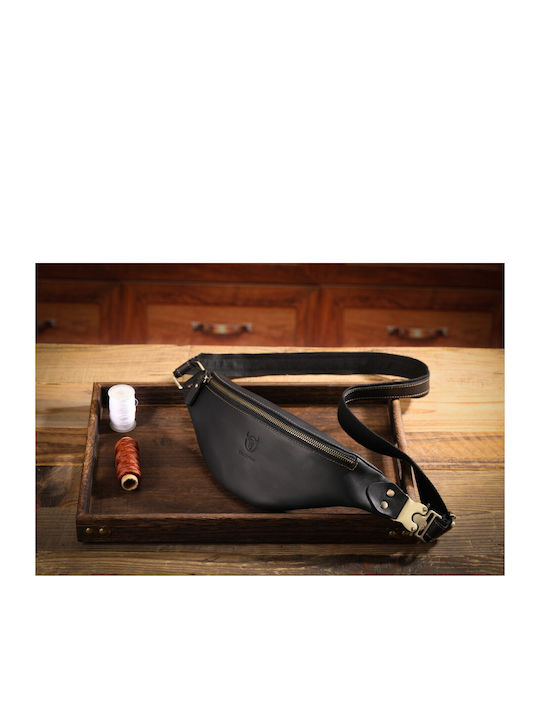 Bull Captain Leather Waist Bag Black