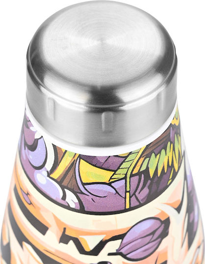 Estia Travel Flask Save the Aegean Recyclable Thermos Bottle Stainless Steel BPA Free 500ml Graffiti Rhythm