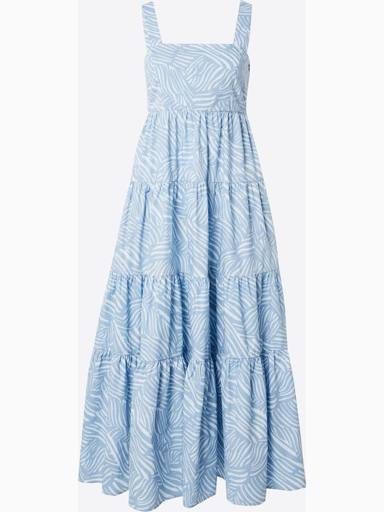 Michael Kors Zebra-Print Bio-Baumwoll-Popeline Blaues Kleid