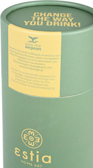 Estia Travel Flask Lite Save the Aegean Recyclable Bottle Thermos Stainless Steel BPA Free 500ml Forest Spirit