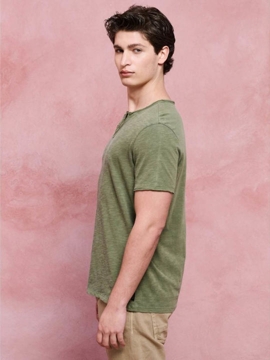 Staff Zofer Men's Short Sleeve T-shirt with Buttons Green